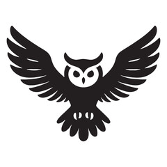 Perched Owl silhouette in silent watch – Owl illustration – Minimalist Owl vector – Bird silhouette

