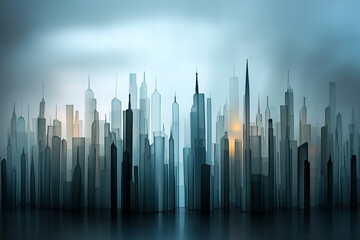 Fototapeta premium A glowing cityscape made entirely of translucent glass structures 