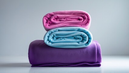 Triple colorful fleece blankets