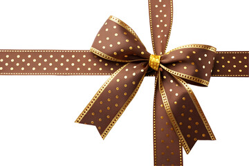 gold Brown ribbon bow isolated on transparent background