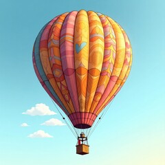 Fototapeta premium Ornate hot air balloon soaring in a blue sky