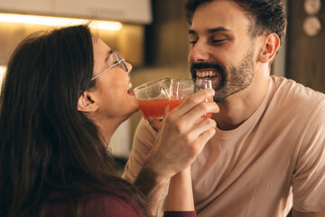 Couple Drinking Fresh Juice