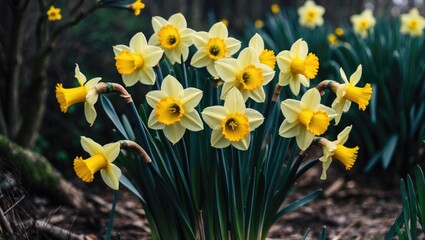 Obraz premium Daffodils are characterized by their yellow color