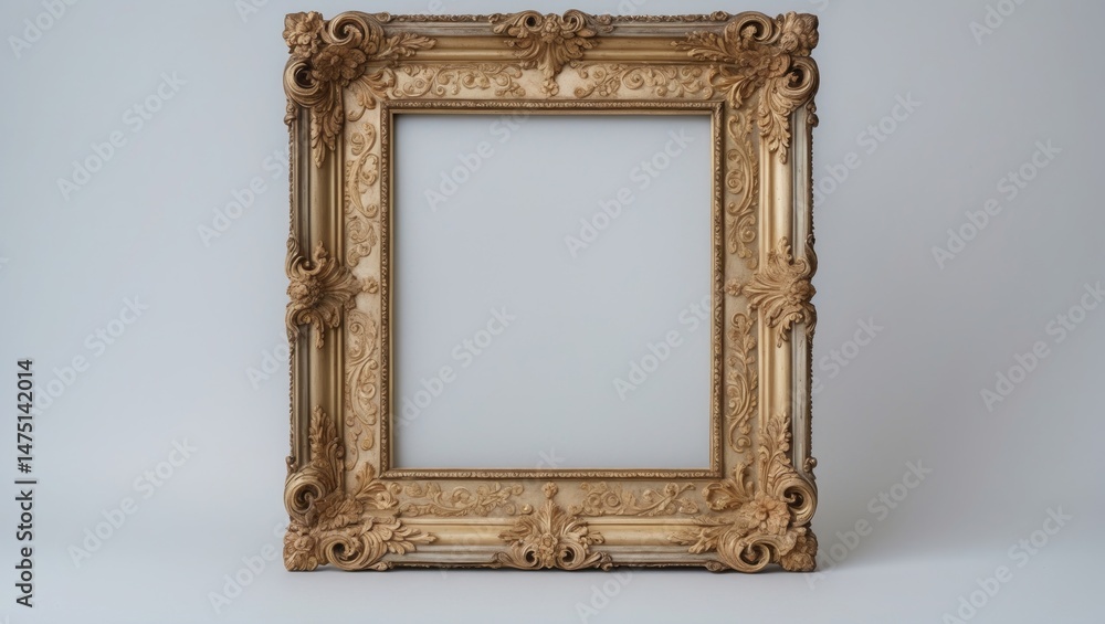 Poster classic gilded rectangular frame set against decorative background