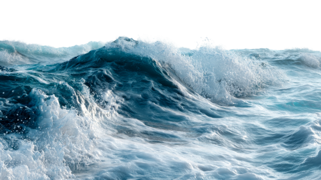 Swirling ocean waves crashing against each other at midday