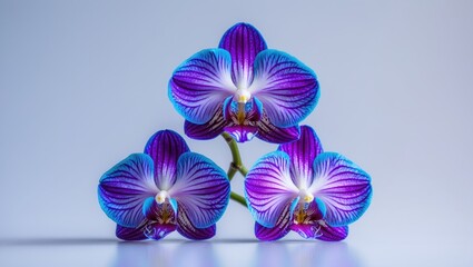 Obraz na płótnie Canvas Bright and colorful purple orchid blossom set against a simple backdrop