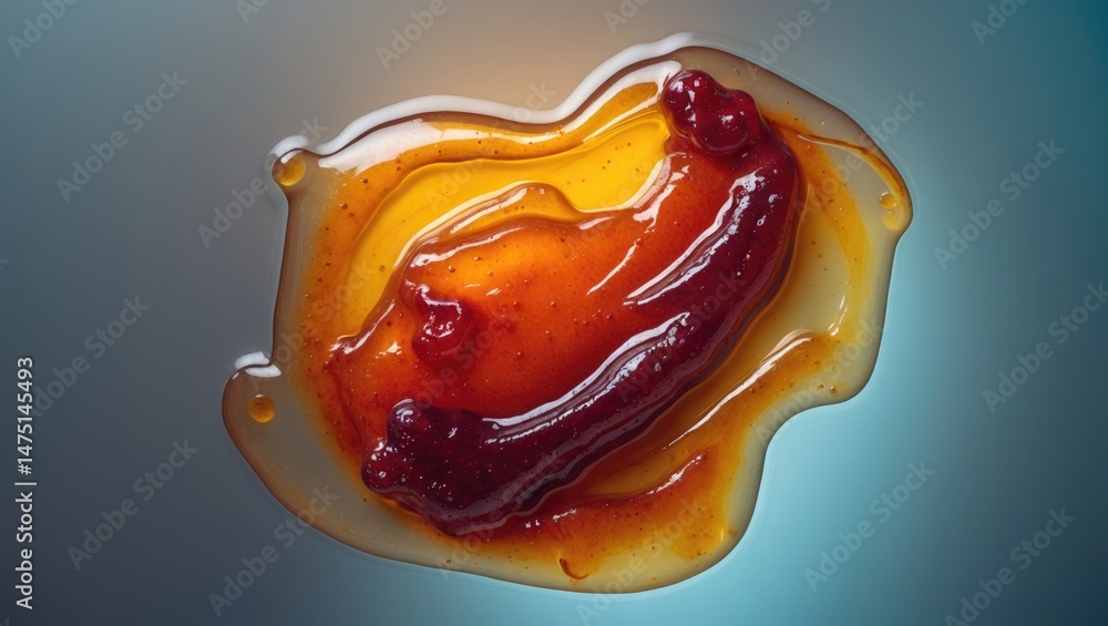 Aufkleber top-down view of jam texture with a spill on background
