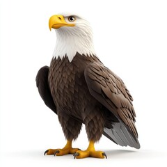 Obraz premium Majestic bald eagle, presented in a digital illustration.