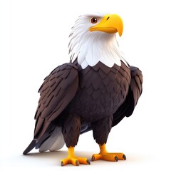 Obraz premium Cartoon bald eagle, posed for a portrait.
