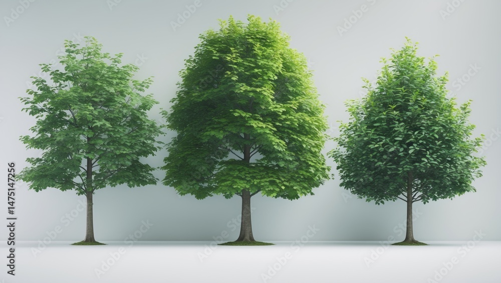Poster high-res collection of tree images on white background for decorative use in web and print media