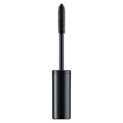 Obraz premium Sleek Black Mascara with Brush Wand for Eye Makeup Application, isolated on transparent background.