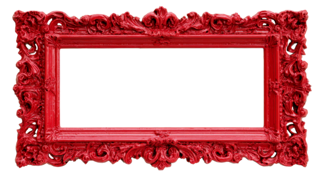 Decorative red frame with intricate designs and transparent background