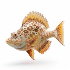 Spotted fish, side profile, detailed illustration.