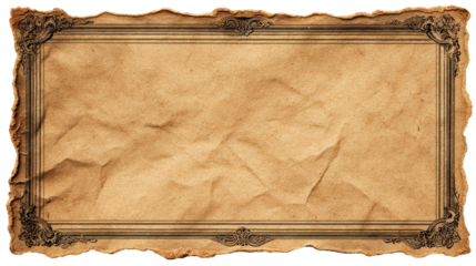 Old textured parchment paper with decorative borders and empty space