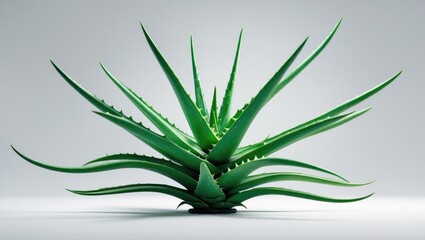 Fototapeta premium Whole aloe vera plant on white background, perfect for natural skincare and herbal medicine