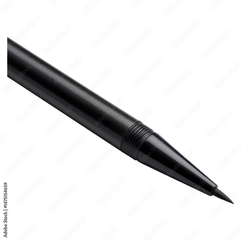 Aufkleber close-up of a black pen with a fine tip on a isolated background, isolated on transparent background