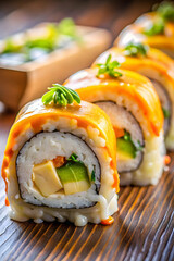 Delicious melted cheese sushi roll in Quer&eacute;taro