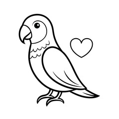 Lovebird Outline Line Art Vector Illustration