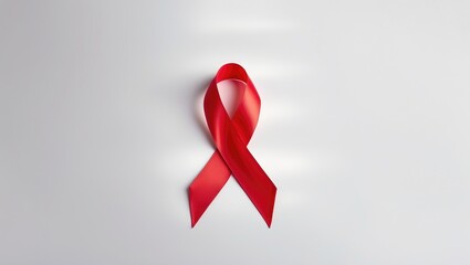 Red awareness ribbon signifying support for HIV, AIDS, and cancer causes