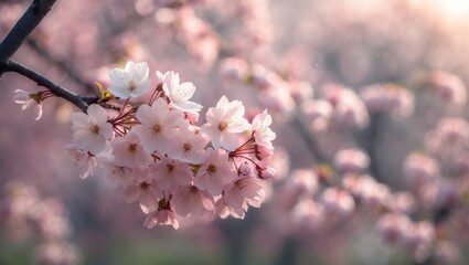 Obraz premium Flower close-up showcasing sakura petals and spring scenery