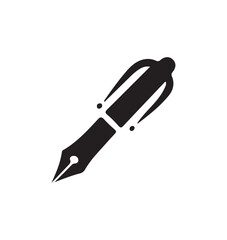 Black pen icon representing writing, office supplies, and education in a minimalist style, ideal for illustrating tasks, notes, and document handling.