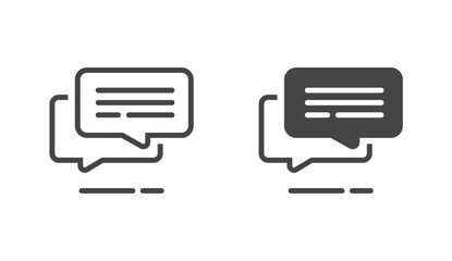 Chat icon logo vector, text message line stroke outline sign symbol silhouette simple pictogram, online communication sms talk label set image clip art 
