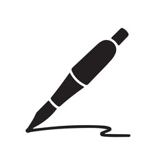 Black pen icon representing writing, office supplies, and education in a minimalist style, ideal for illustrating tasks, notes, and document handling.