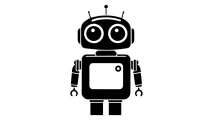 Fototapeta premium simple cute eyes black and white robot shape vector silhouette illustration