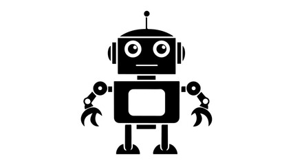 simple robot shape with neutral face vector illustration