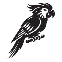 Colorful Parrot silhouette perched in elegance – Parrot illustration – Minimalist Parrot vector – Bird silhouette


