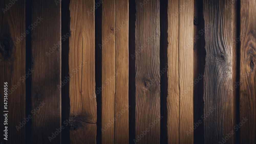 Poster vertical running boards on a restored oak barrel fragment highlighted in a close-up shot background