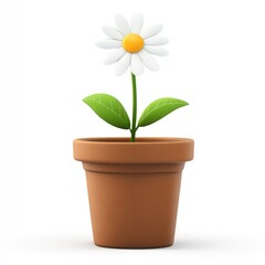 Fototapeta premium A cheerful, stylized daisy plant in a terracotta pot.