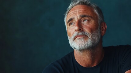 Obraz premium Close-up portrait of a pensive mature man.