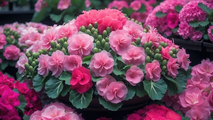 Elegant tuberous begonia as a beautiful garden flower hybrid