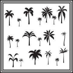 Palm Tree Silhouette Set – Tropical Tree Vector Icons Collection, Black Clipart for Summer, Beach, and Jungle Themes