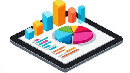 A financial advisor explaining a pie chart showing investment allocations to a client, using a tablet to highlight key financial insights in a professional setting.