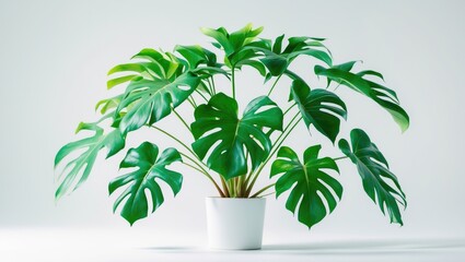 Monstera greenery with a white background.