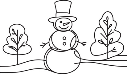 Minimalist Snowman Winter Drawing