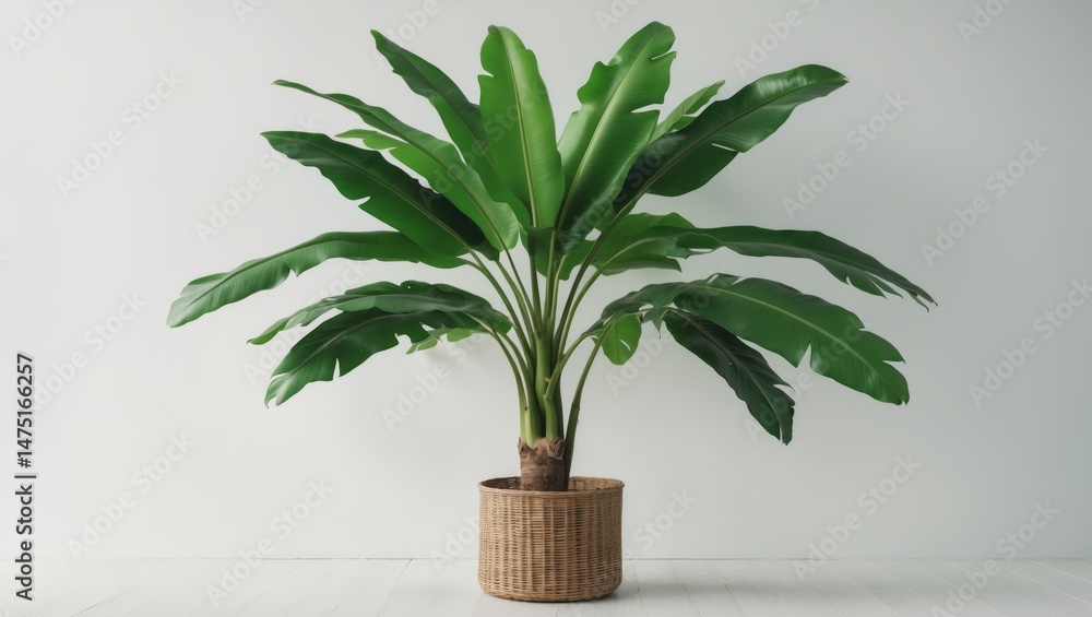 Aufkleber artificial banana tree in basket displayed on white background