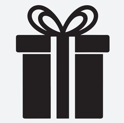 gift box icon silhouette vector art illustration, gift box with ribbon