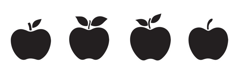 Set of Four Apples Silhouette Clipart 