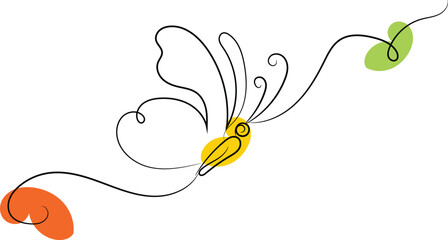 Abstract Butterfly Line Art Design with Colorful Shapes