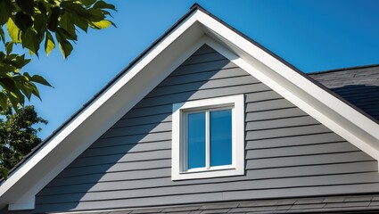 Up-Close Shot of a Gabled Dormer Window on a Freshly Built House Roof