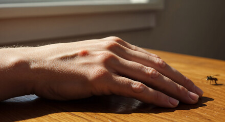 Obraz premium Bee sting on swollen hand