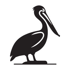 Ocean-bound Pelican silhouette, effortless movement – Pelican illustration – Minimalist Pelican vector – Bird silhouette

