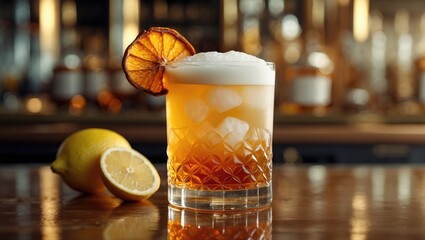 Mixing a Whiskey Sour in a bar environment