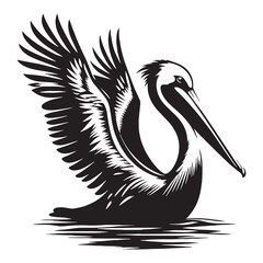 Wingspread Pelican silhouette gliding over the water – Pelican illustration – Minimalist Pelican vector – Bird silhouette

