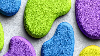 blobs scattered in abstract composition on white background