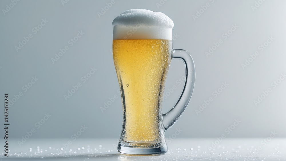 Aufkleber frosted light beer glass with a simple backdrop.