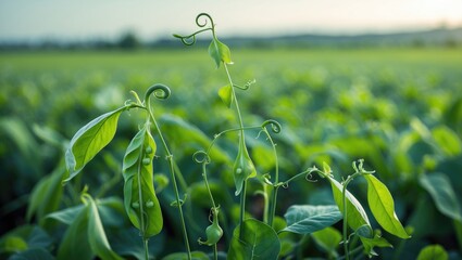 Young green plant of peas.